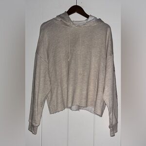 Free‎ People Movement Tan Embroidered Dynamite Cropped Hoodie Tee Shirt Women M